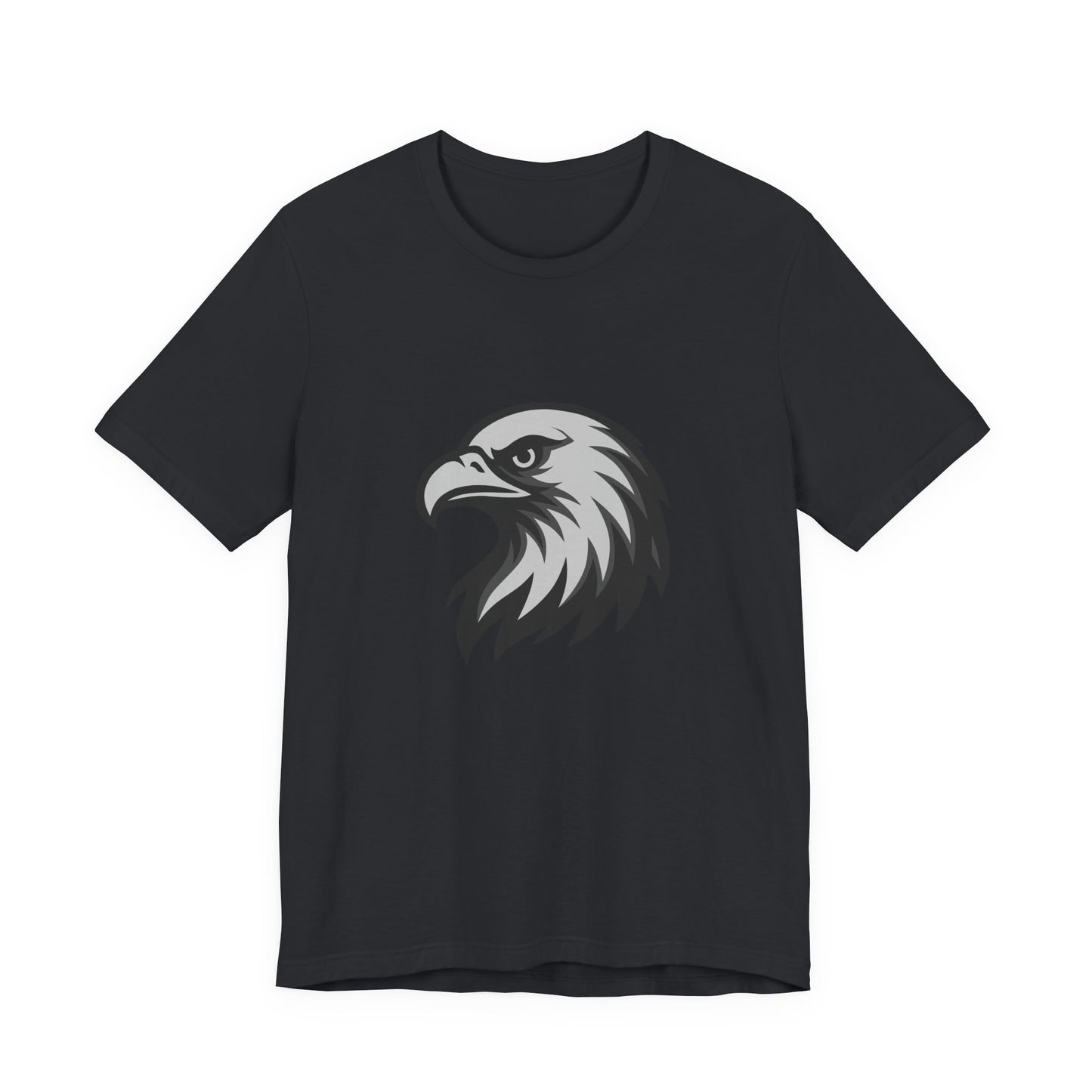 Eagle Head Graphic T-Shirt – Bold Dark Theme Grayscale Bird of Prey Design on Black Tee with Fierce Detail and Modern Ghost Effect. Unisex Jersey Short Sleeve Tee