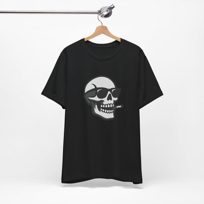 Cool Skull Graphic Tee Dark Theme – Smoking Skull Vector Design with Attitude