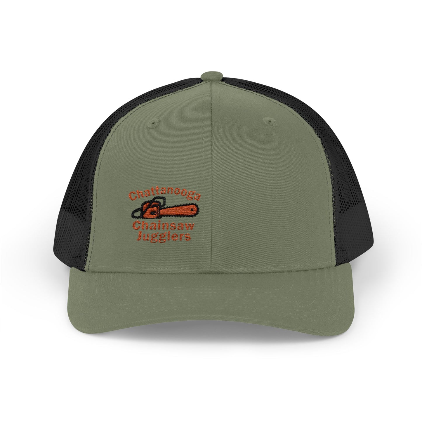 Chattanooga Chainsaw Jugglers Trucker Hat – Embroidered Retro Circus Chaos Hat with Dangercore Energy