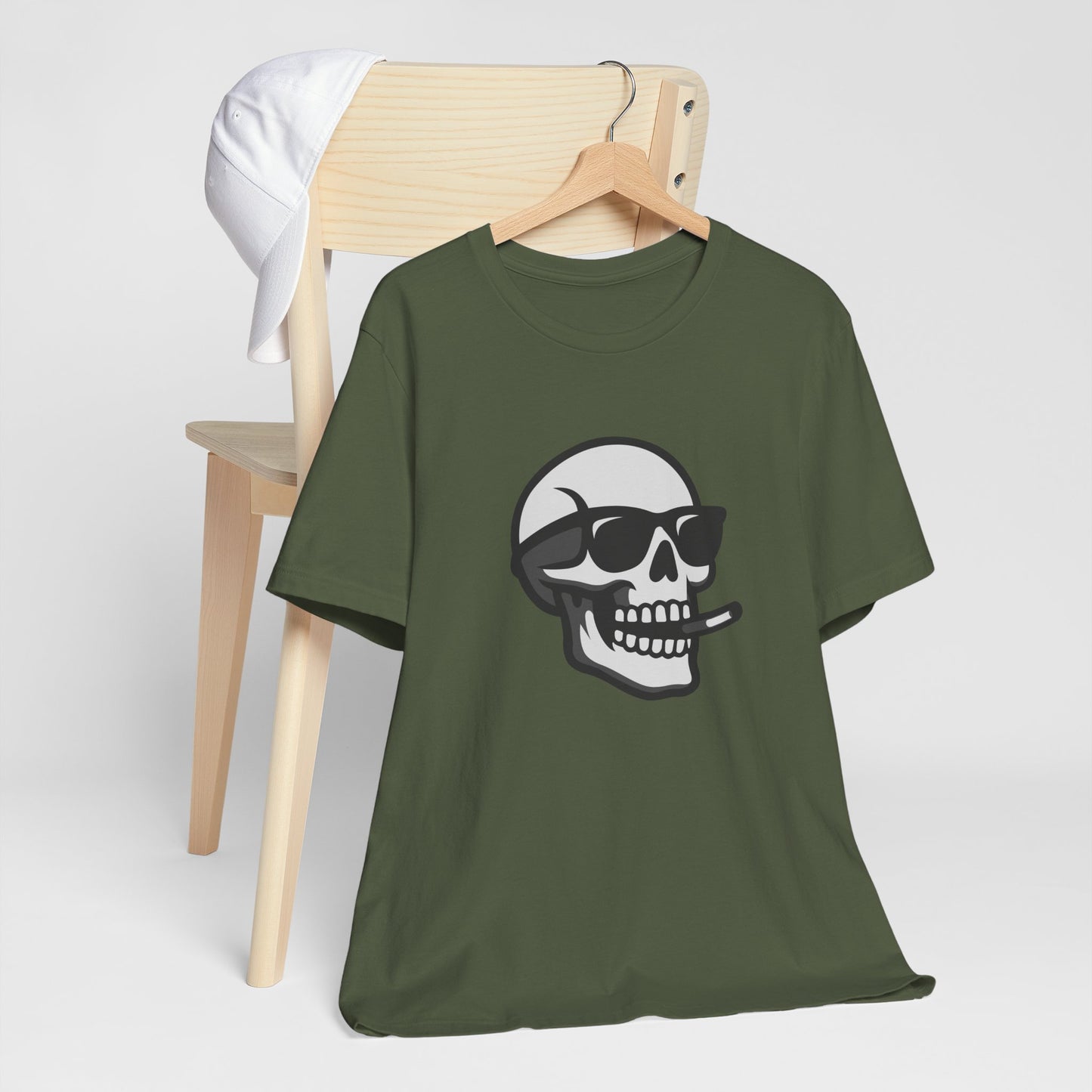 Cool Skull Graphic Tee Dark Theme – Smoking Skull Vector Design with Attitude