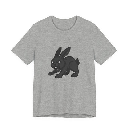 Angry Bunny Graphic T-Shirt – Fierce Black Rabbit Dark Theme Design on Dark Tee for Streetwear, Gym Style, or Bold Animal Aesthetic. Unisex Jersey Short Sleeve Tee