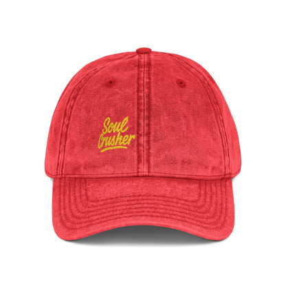 Soul Crusher Vintage Hat – Clean Script Hat with Bold Edge for Heartbreakers, Villains, and Power Moves
