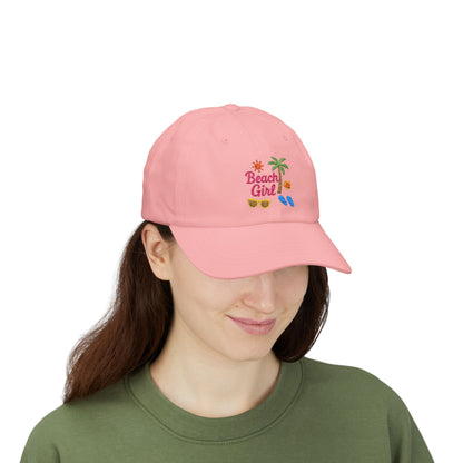 Beach Girl Classic Dad Hat – Embroidered Summer Hat for Ocean Lovers, Sun Seekers, and Coastal Cuties