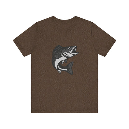 Walleye Fishing Graphic T-Shirt – Dark Theme Grayscale Freshwater Game Fish Design on Black Tee with Angler Energy and Modern Ghost Effect. Unisex Jersey Short Sleeve Tee