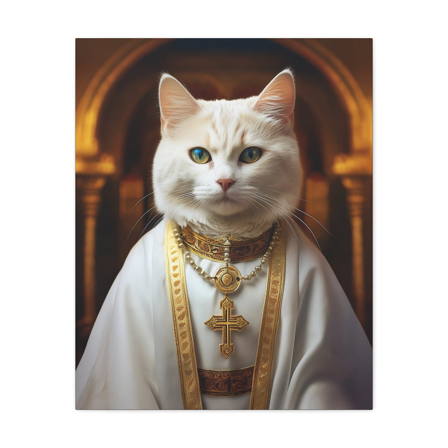 Cat-holic Priest Canvas Art | Stretched Matte Wall Decor