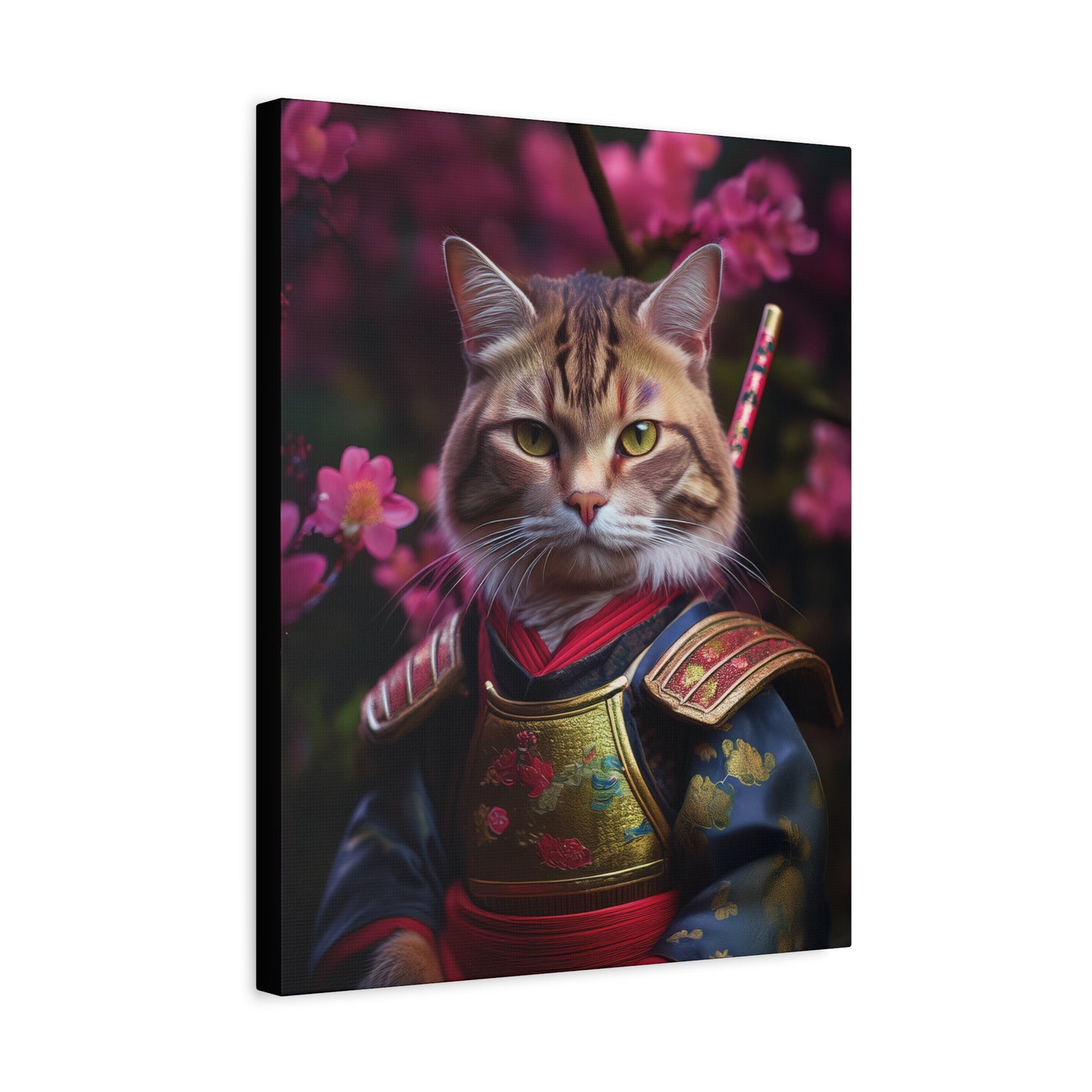 Samurai Meowster Canvas Art | Stretched Matte Wall Decor