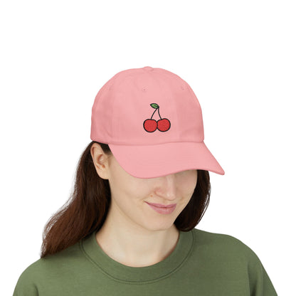 Cherries Classic Dad Hat – Embroidered Red Fruit Hat with Bold Minimalist Design and Subtle Sass