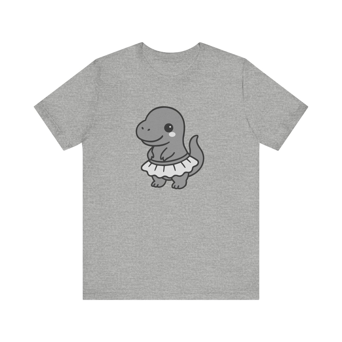 Kawaii T-Rex Dancer Graphic Tee Dark Theme – Cute Dinosaur in Skirt Vector Design
