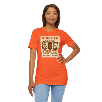 Monster Mash Tour '75 Halloween Shirt – Vintage Horror Band Tee Featuring Dracula, Wolfman, Frankenstein