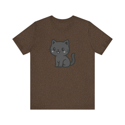 Cute Cat Graphic Tee Dark Theme – Kawaii Vector Design for Cat Lovers with Subtle Style