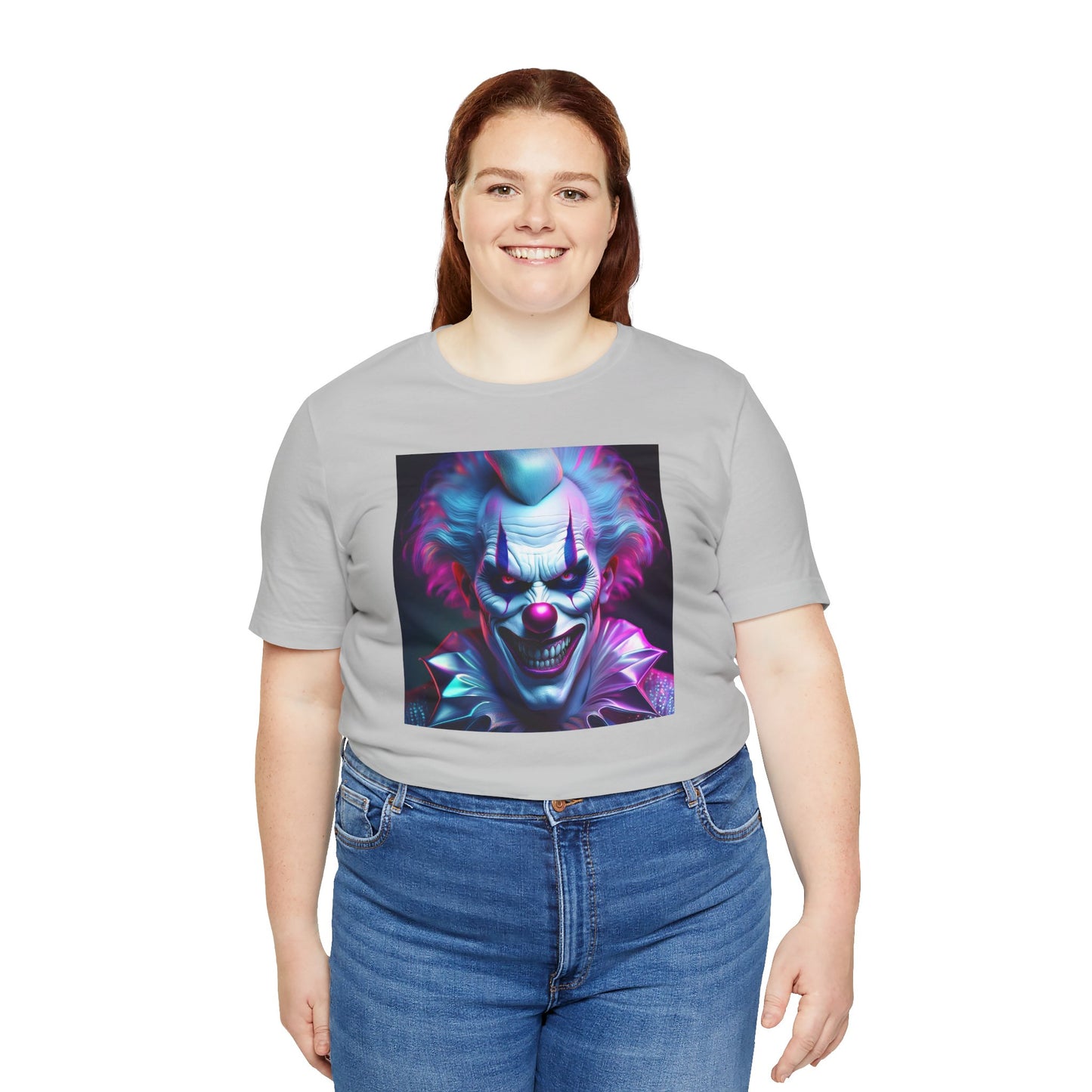 Scary Clown Halloween Shirt – Creepy Evil Clown Face Graphic Tee for Horror Fans. Unisex Jersey Short Sleeve Tee