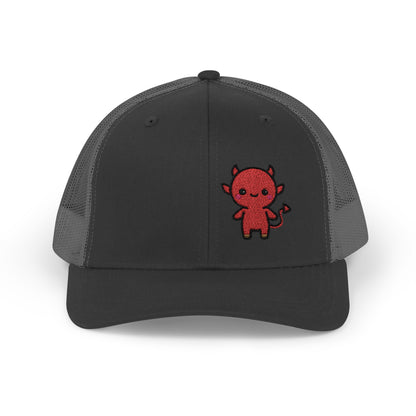 Lil Devil Trucker Hat – Embroidered Cute Mischief Hat with Kawaii Devil
