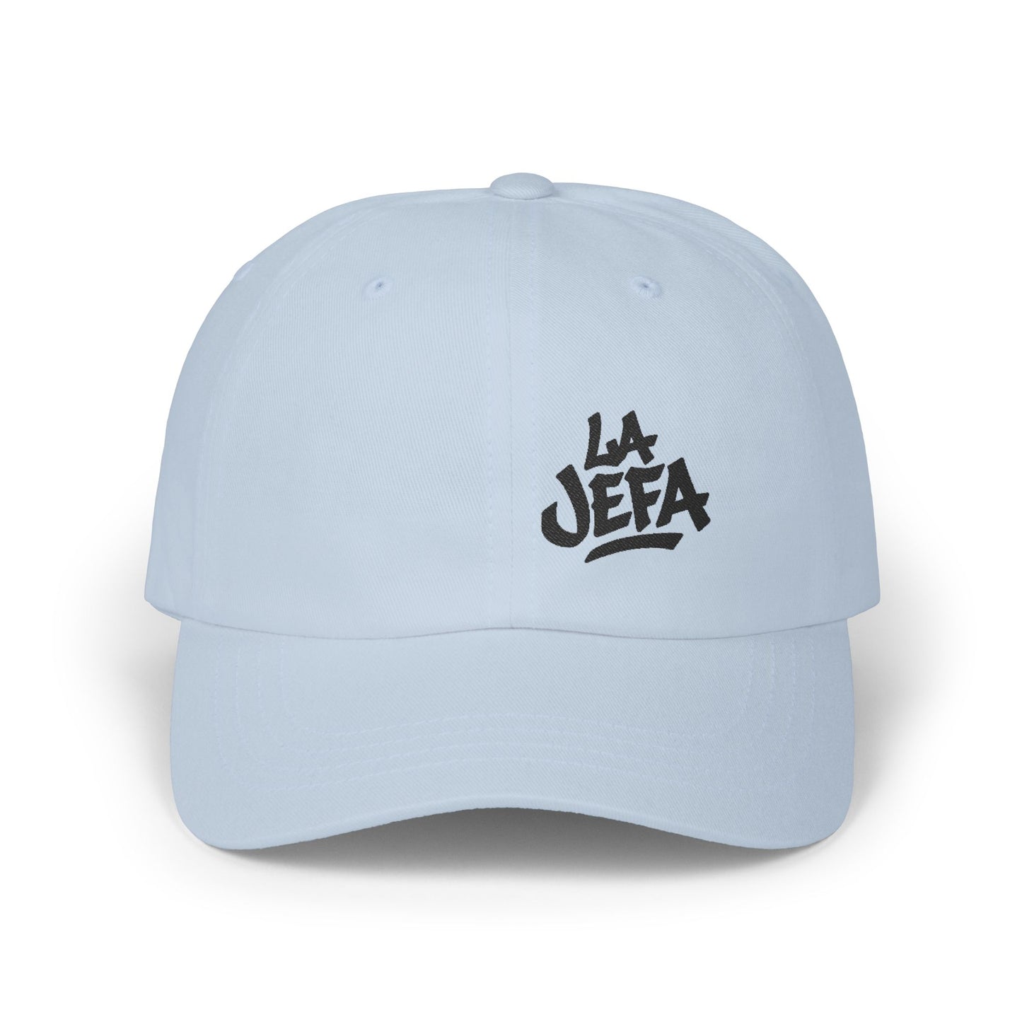 La Jefa Embroidered Classic Dad Hat – Bold Latina Boss Hat for Confident Women, Statement Streetwear, and Jefa Energy. Black Letters