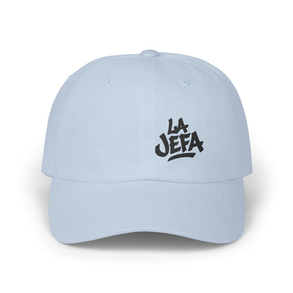 La Jefa Embroidered Classic Dad Hat – Bold Latina Boss Hat for Confident Women, Statement Streetwear, and Jefa Energy. Black Letters