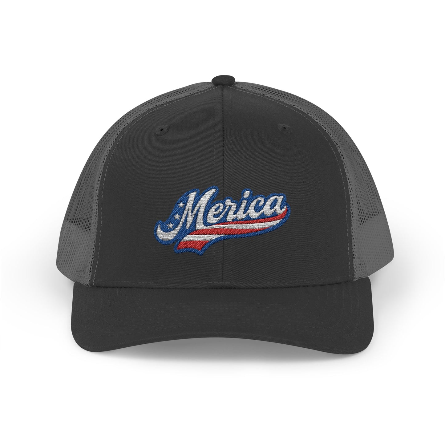 Merica Trucker Hat – Patriotic Embroidered Hat with Vintage Sports Style