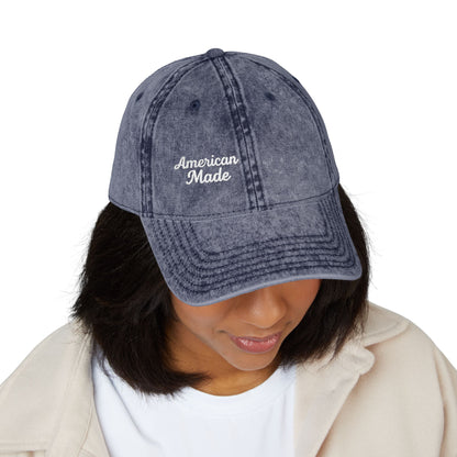 American Made Vintage Hat – Embroidered Patriotic Hat with Retro Script for USA Pride and Everyday Freedom