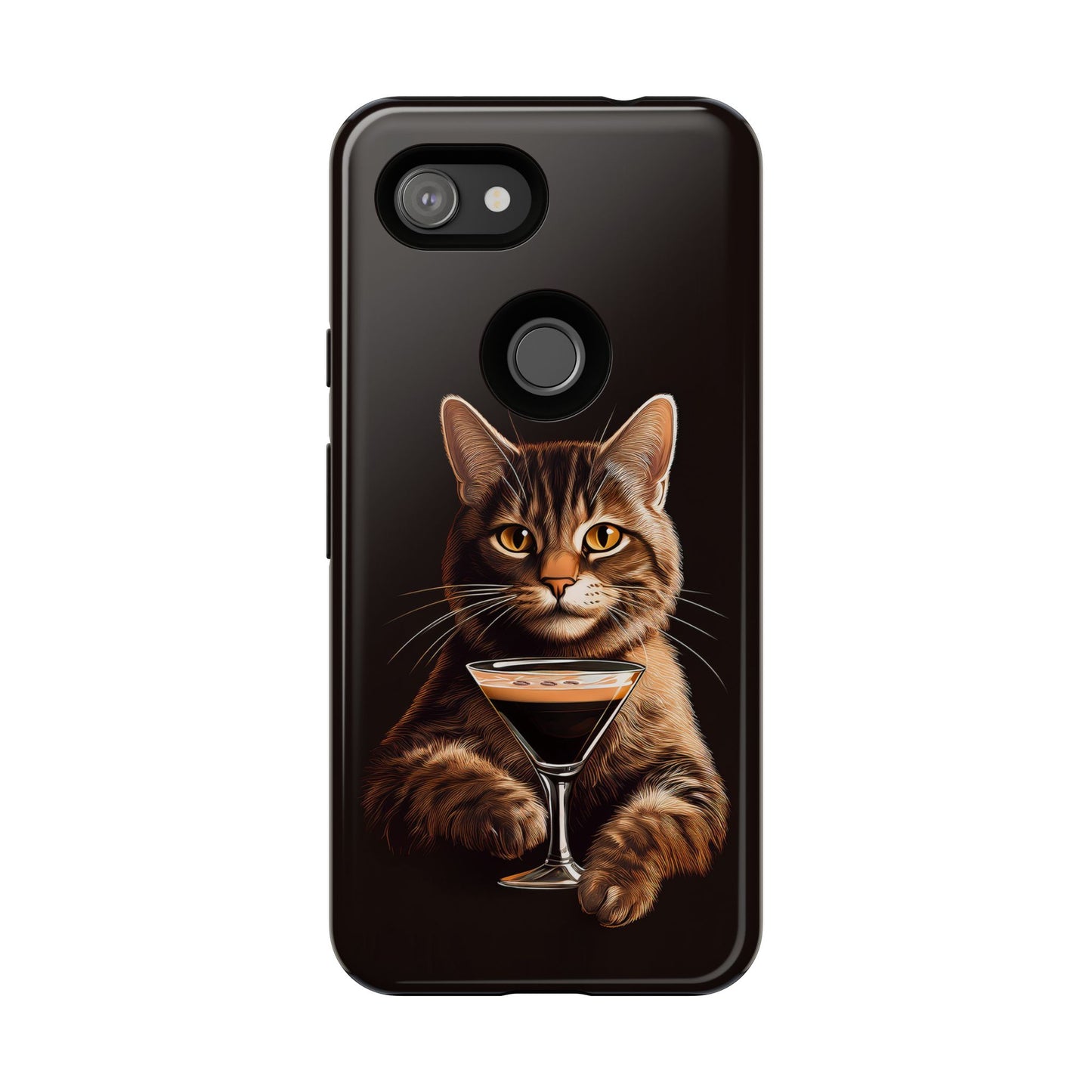 Sophisticated Cat with Espresso Martini Cell Phone Case 001