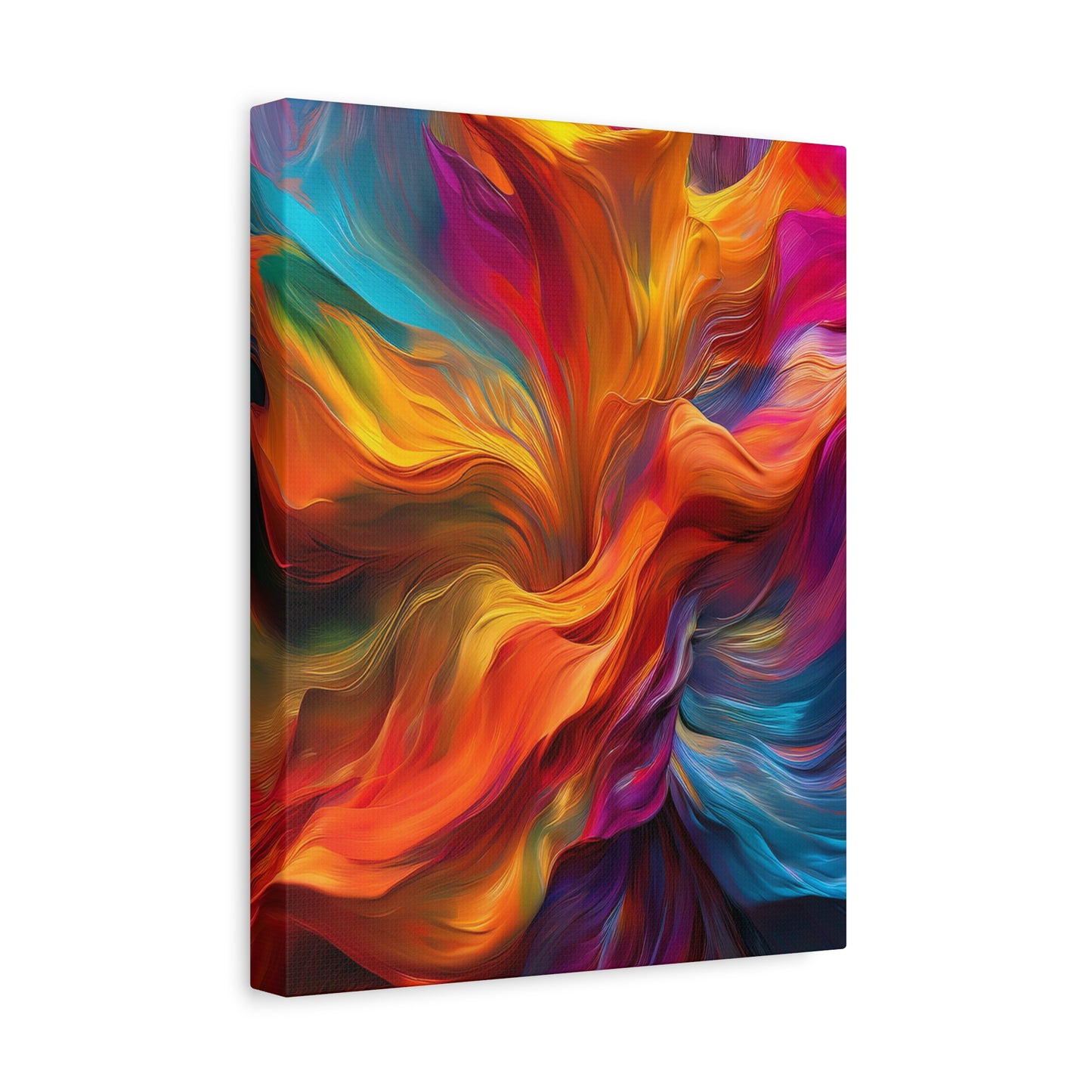 Rainbow Waves Vibrant Abstract Canvas Art - Colorful Stretched Wall Decor