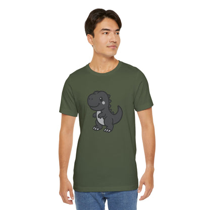 Cute T-Rex Graphic Tee Dark Theme – Kawaii Dinosaur Vector Design for Playful Style