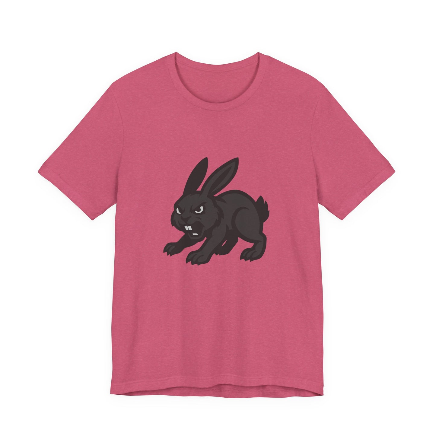 Angry Bunny Graphic T-Shirt – Fierce Black Rabbit Dark Theme Design on Dark Tee for Streetwear, Gym Style, or Bold Animal Aesthetic. Unisex Jersey Short Sleeve Tee