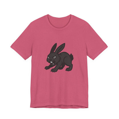 Angry Bunny Graphic T-Shirt – Fierce Black Rabbit Dark Theme Design on Dark Tee for Streetwear, Gym Style, or Bold Animal Aesthetic. Unisex Jersey Short Sleeve Tee