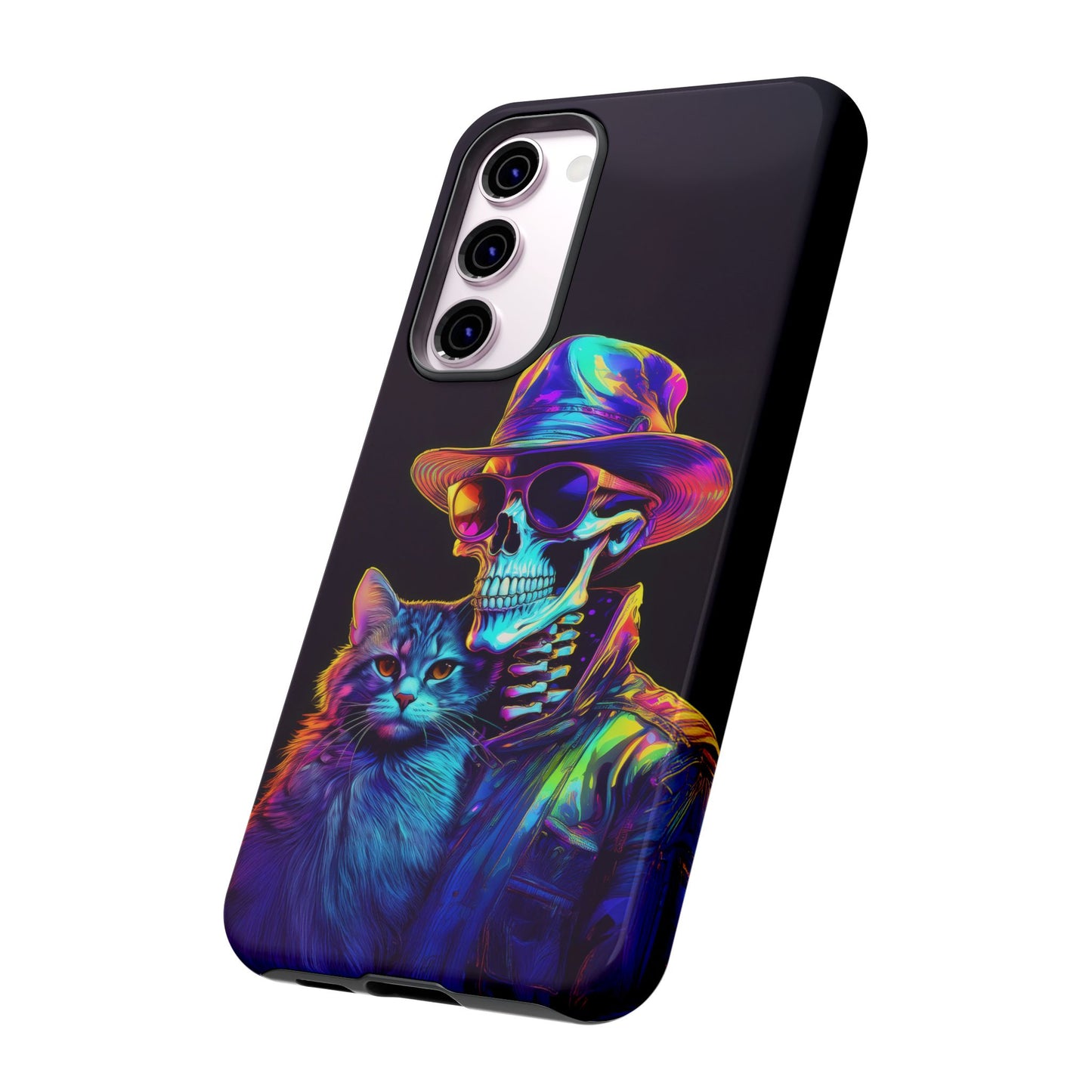 Skeleton holding a Cat Cell Phone Case 002