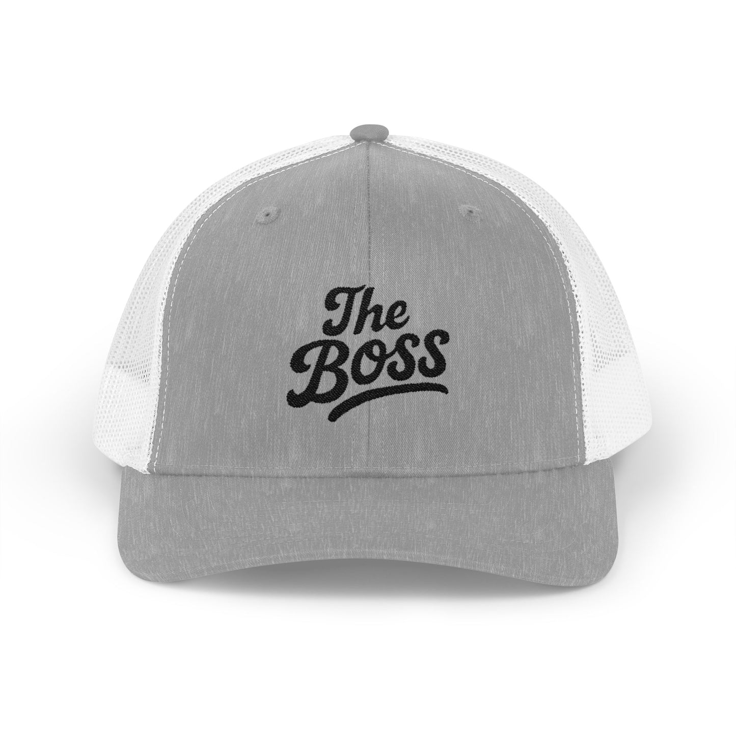 The Boss Trucker Hat – Embroidered Statement Hat for Power Moves Only. Black Letters