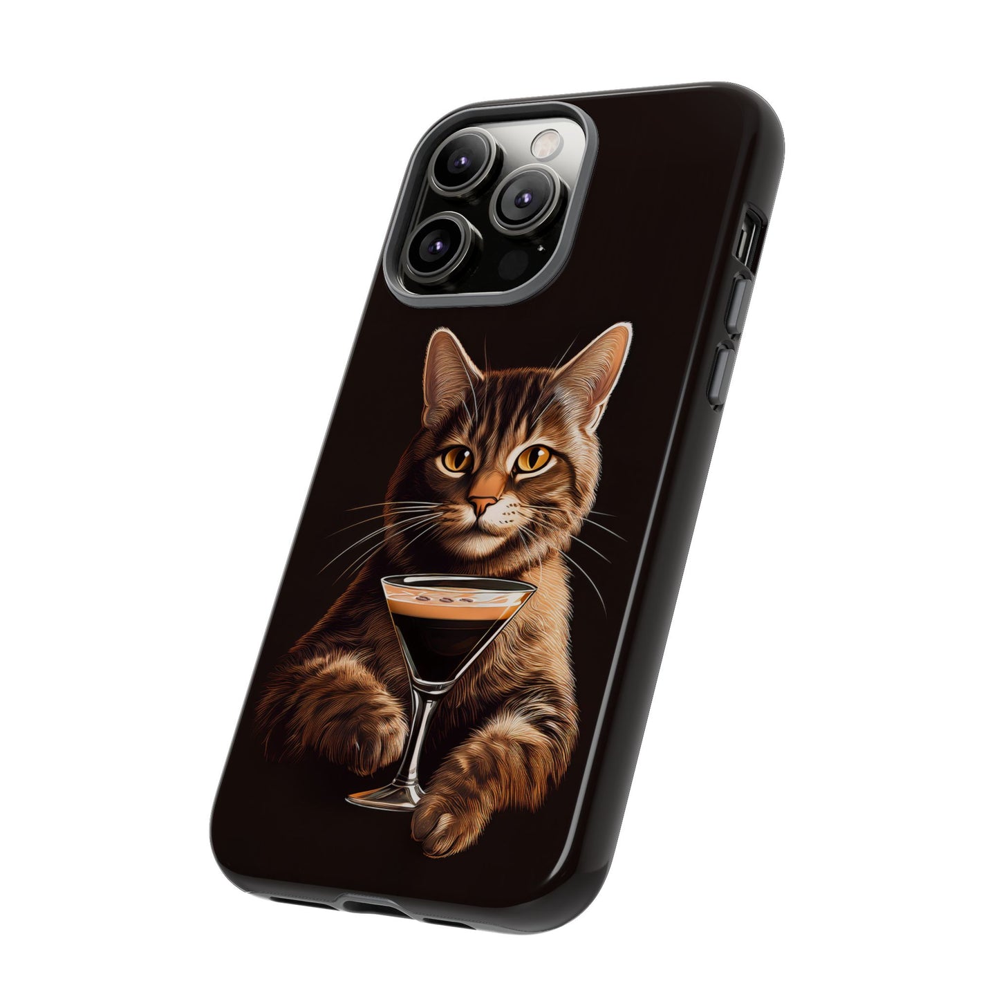 Sophisticated Cat with Espresso Martini Cell Phone Case 001