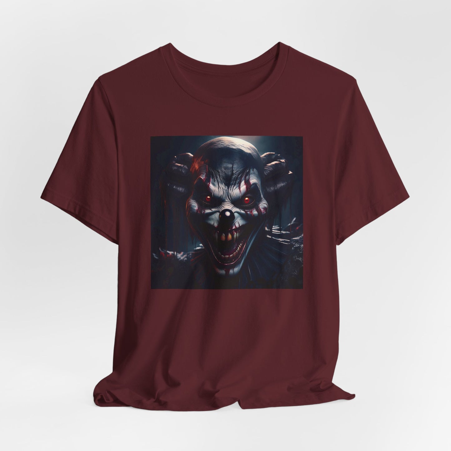 Terrifying Clown Face Halloween Shirt – Haunted Circus Horror Graphic Tee for Halloween Fright Fans