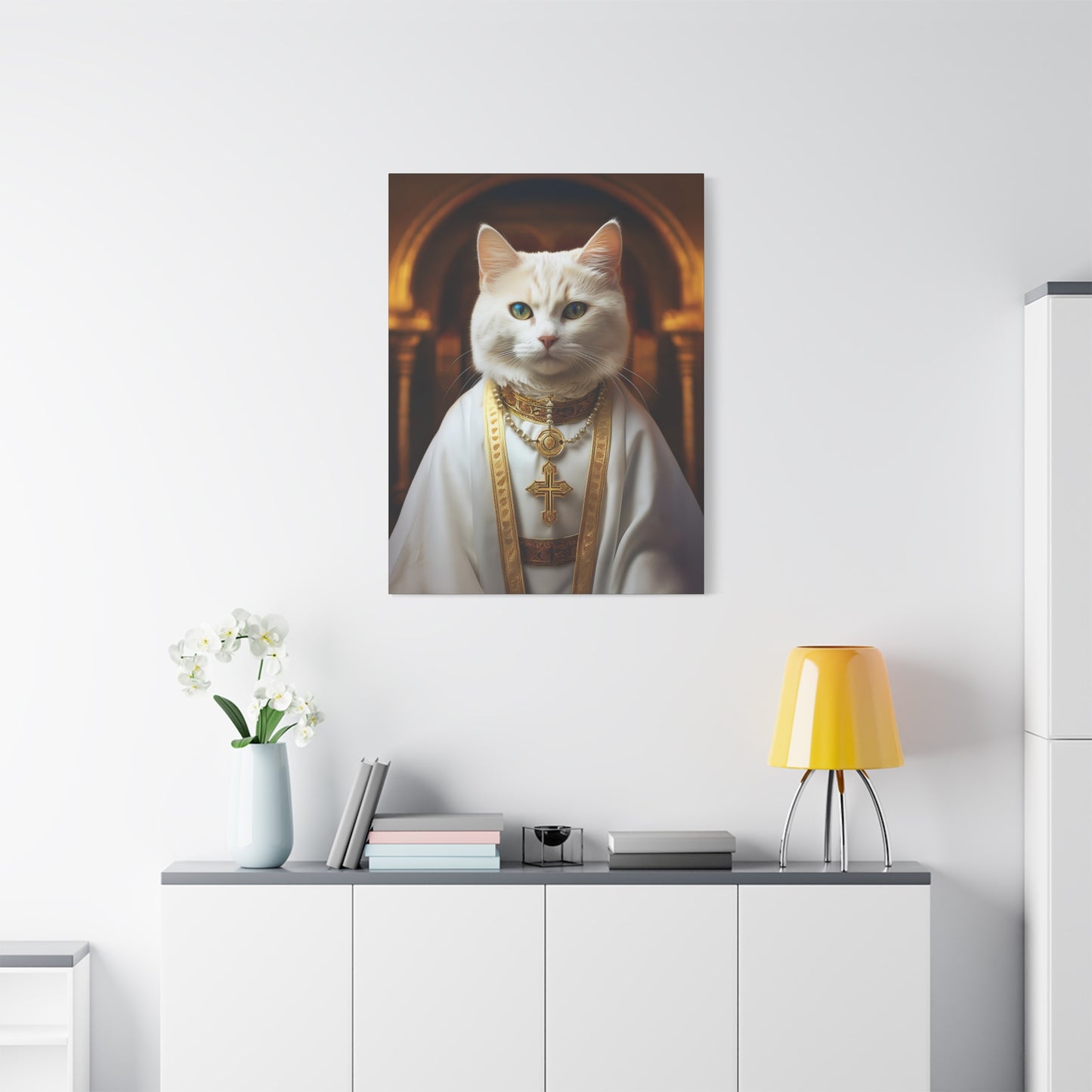 Cat-holic Priest Canvas Art | Stretched Matte Wall Decor