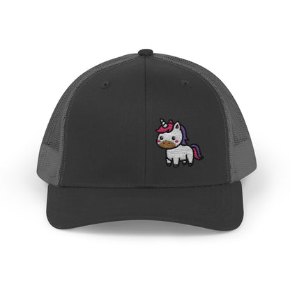Cute Unicorn Trucker Hat – Embroidered Kawaii Unicorn Hat with Rainbow Tail for Magical Vibes and Whimsical Style