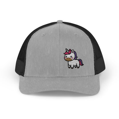Cute Unicorn Trucker Hat – Embroidered Kawaii Unicorn Hat with Rainbow Tail for Magical Vibes and Whimsical Style