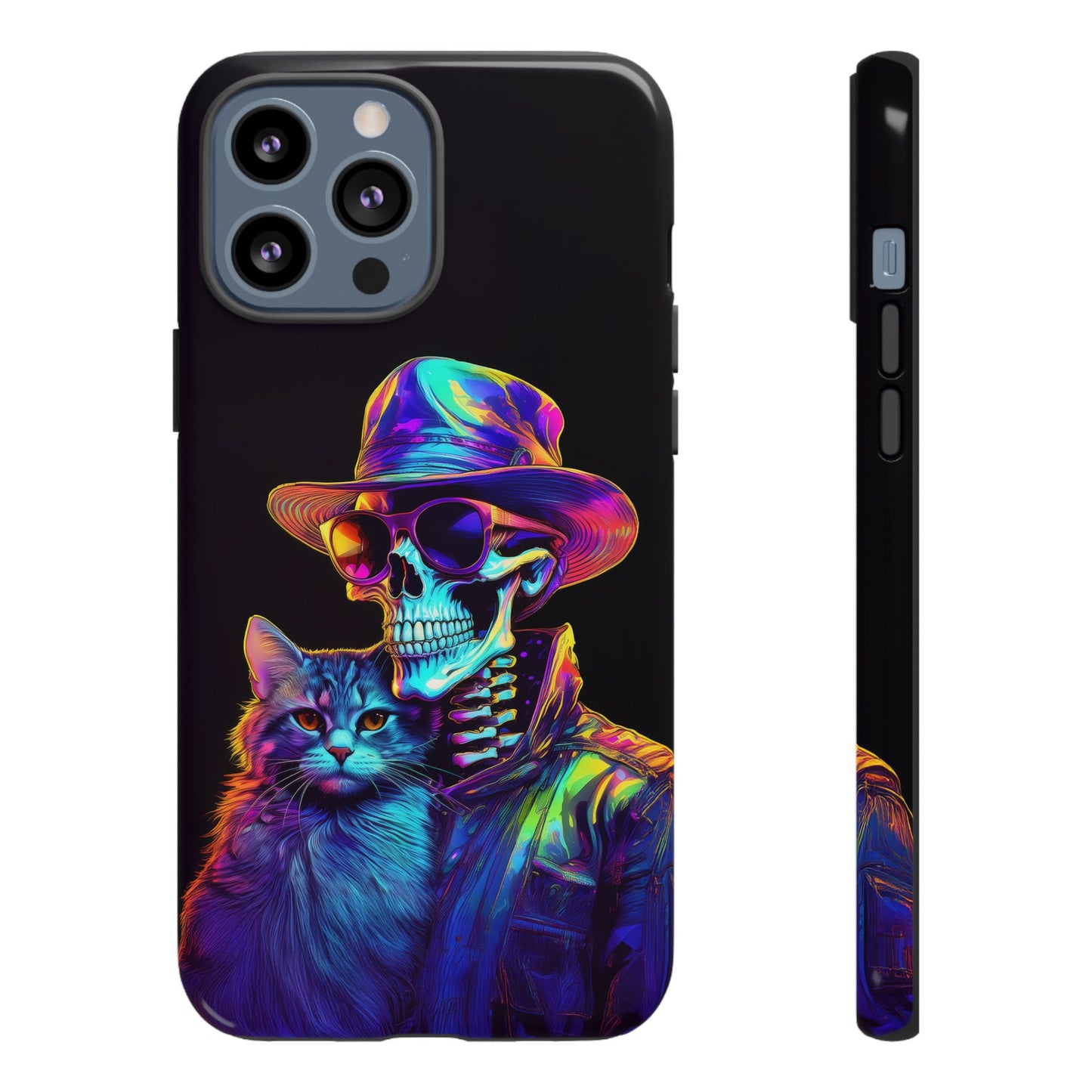 Skeleton holding a Cat Cell Phone Case 002