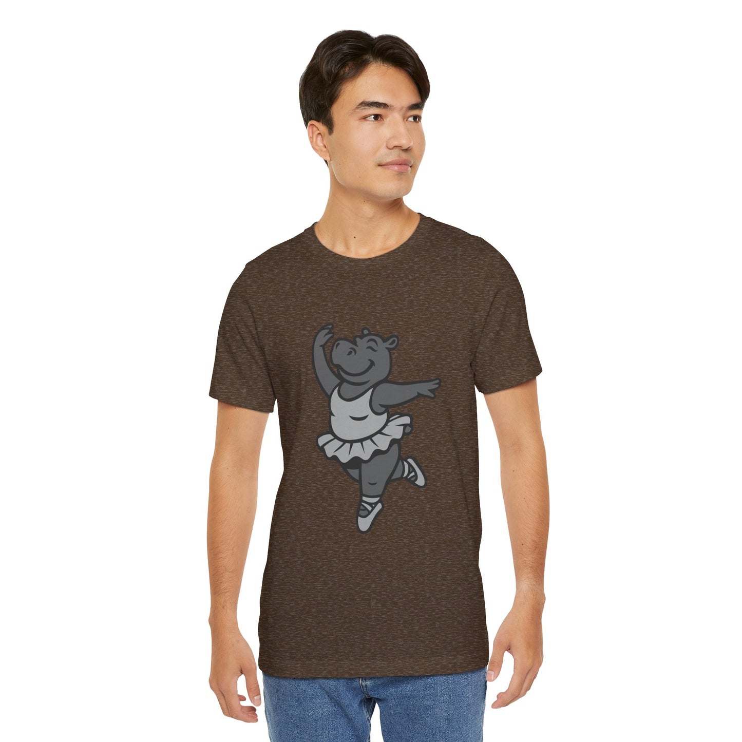 Dancing Hippo Graphic Tee Dark Theme – Funny Ballet Hippo Vector Design with Playful Energy