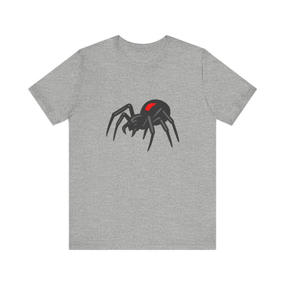 Black Widow Spider Graphic Tee Dark Theme – Deadly Cool Vector Design with Red Mark Accent