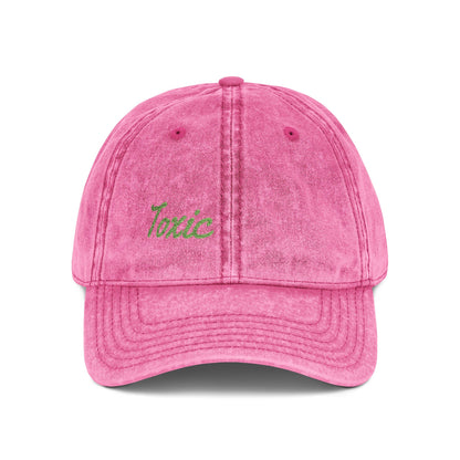 Toxic Vintage Hat – Embroidered Green Script Hat for Ironic Vibes and Bold Personality