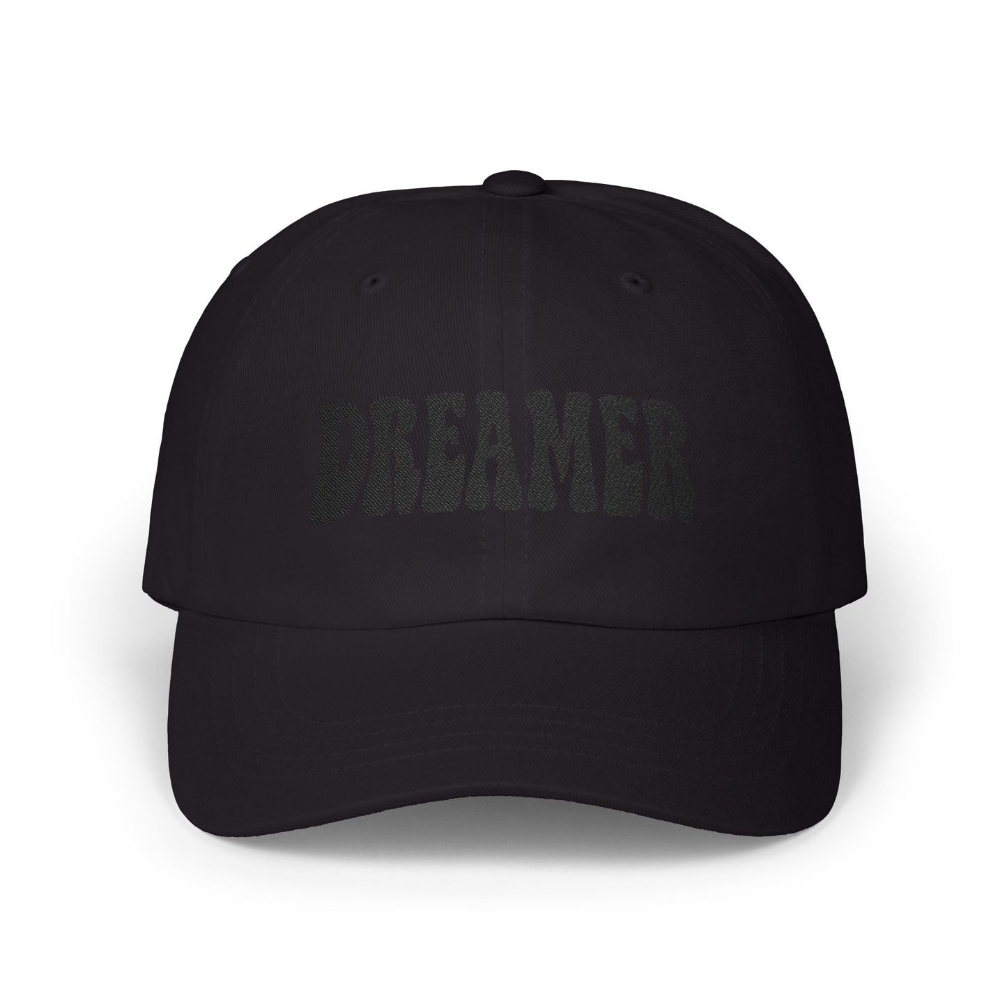 Dreamer Classic Dad Hat – Embroidered Minimalist Script Hat for Visionaries, Creatives, and Chill Daydreamers. Black Letters