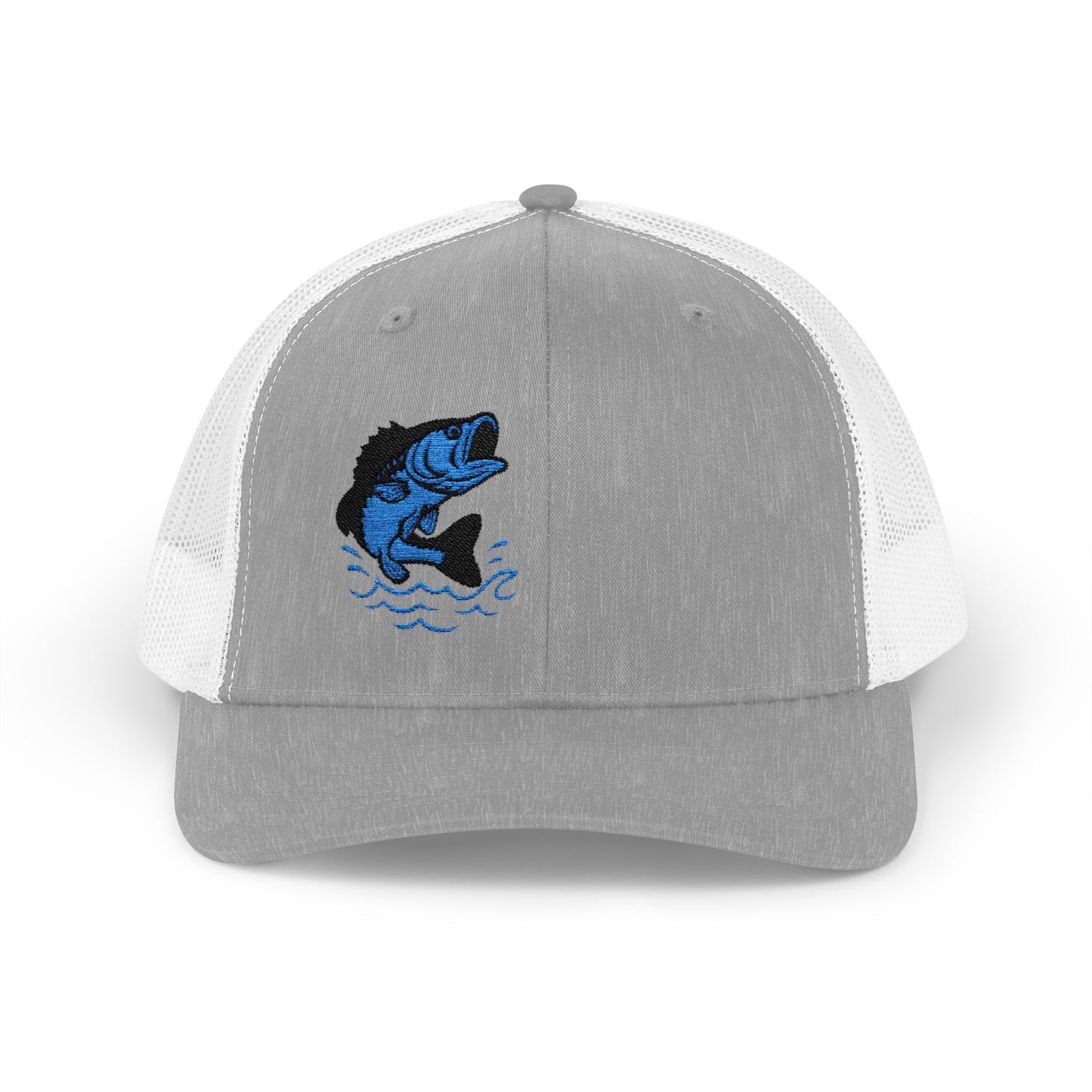 Jumping Fish Trucker Hat – Embroidered Blue Fishing Hat for Anglers, Lake Days, and Outdoor Style