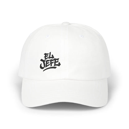 El Jefe Classic Dad Hat – Embroidered Bold Text Hat for Boss Energy, Leadership Style, and Latin Flair. Black Letters