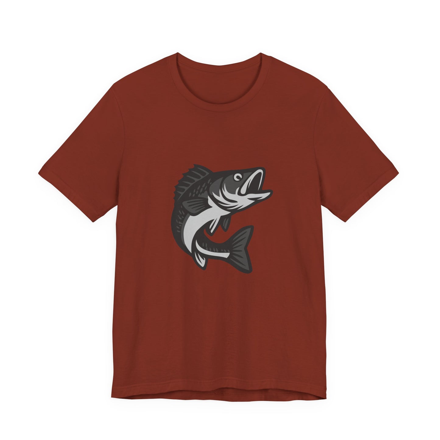 Walleye Fishing Graphic T-Shirt – Dark Theme Grayscale Freshwater Game Fish Design on Black Tee with Angler Energy and Modern Ghost Effect. Unisex Jersey Short Sleeve Tee