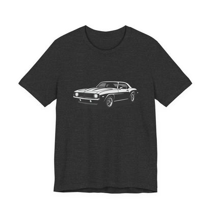 Classic Muscle Car Graphic Tee Dark Theme – Retro Camaro Vector Design for Auto Enthusiasts