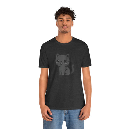 Cute Cat Graphic Tee Dark Theme – Kawaii Vector Design for Cat Lovers with Subtle Style