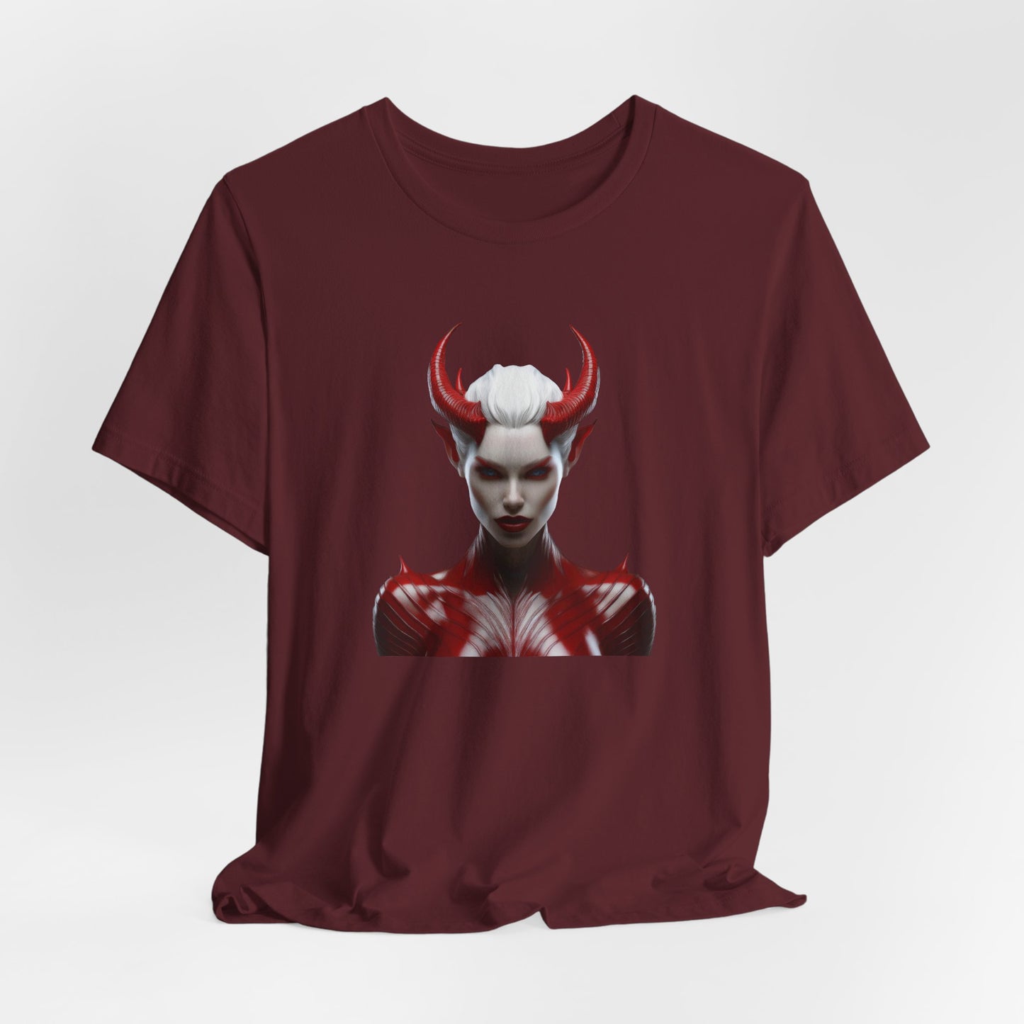 Fierce Devil Woman Halloween Shirt – Seductive Demon Graphic Tee for Bold Halloween Style