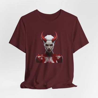 Fierce Devil Woman Halloween Shirt – Seductive Demon Graphic Tee for Bold Halloween Style