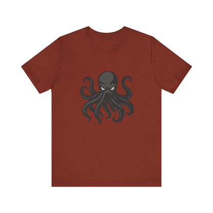 Dark Theme Octopus Graphic T-Shirt – Fierce Grayscale Tentacle Design on Black Tee with Bold Energy and Modern Ghost Effect. Unisex Jersey Short Sleeve Tee