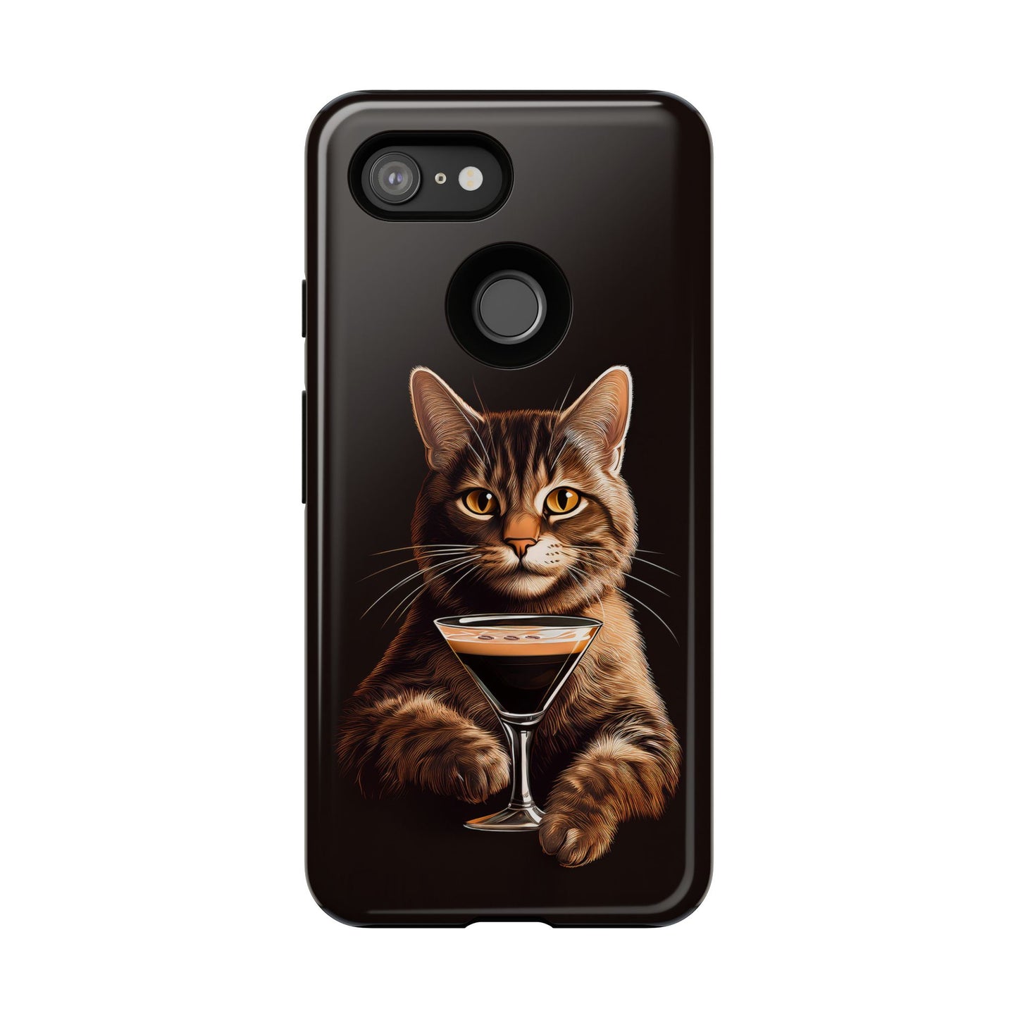 Sophisticated Cat with Espresso Martini Cell Phone Case 001