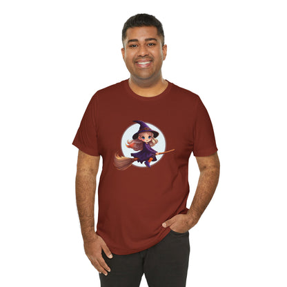 Cute Witch on a Broom Halloween Shirt – Adorable Flying Witch Graphic Tee for Kids and Magic Lovers