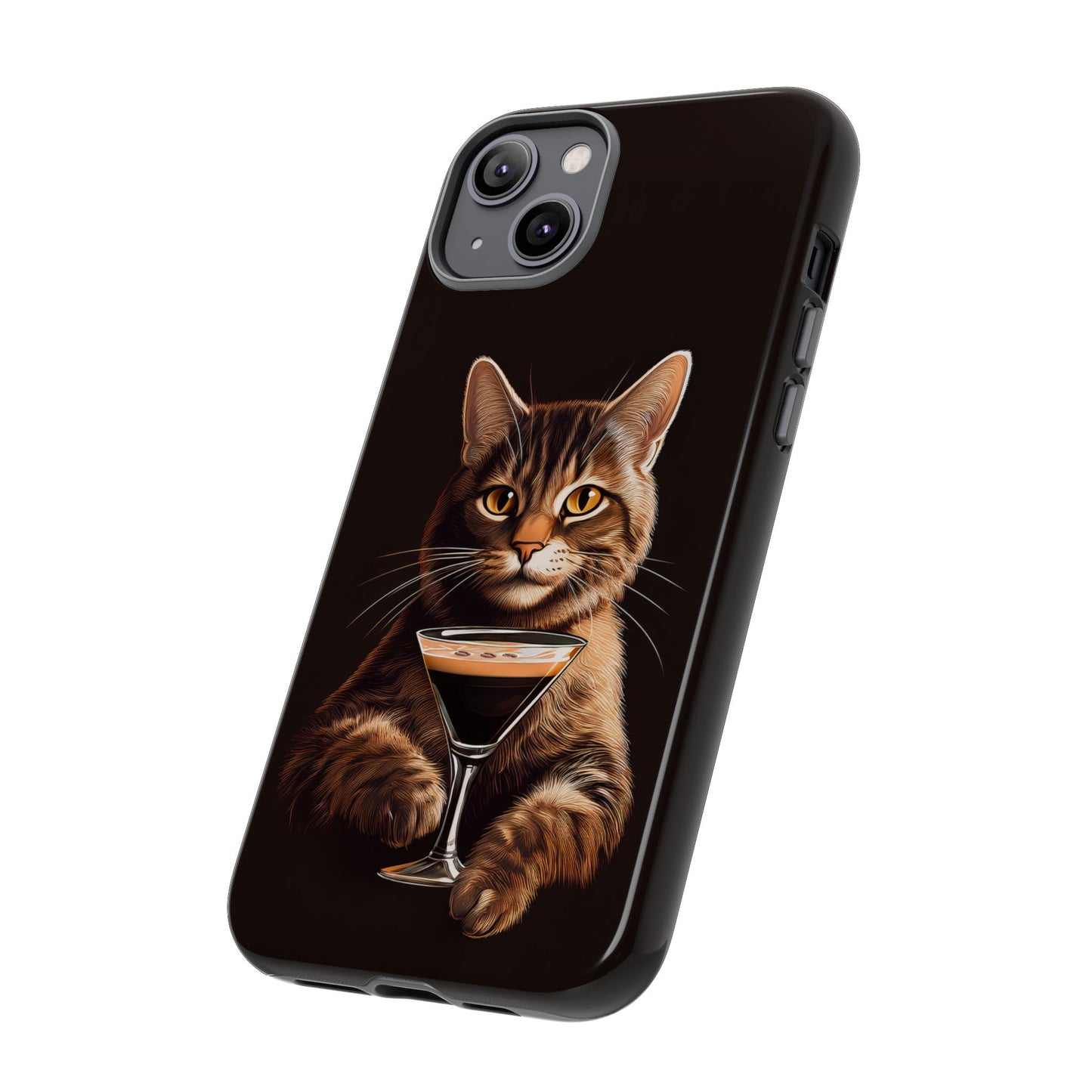 Sophisticated Cat with Espresso Martini Cell Phone Case 001