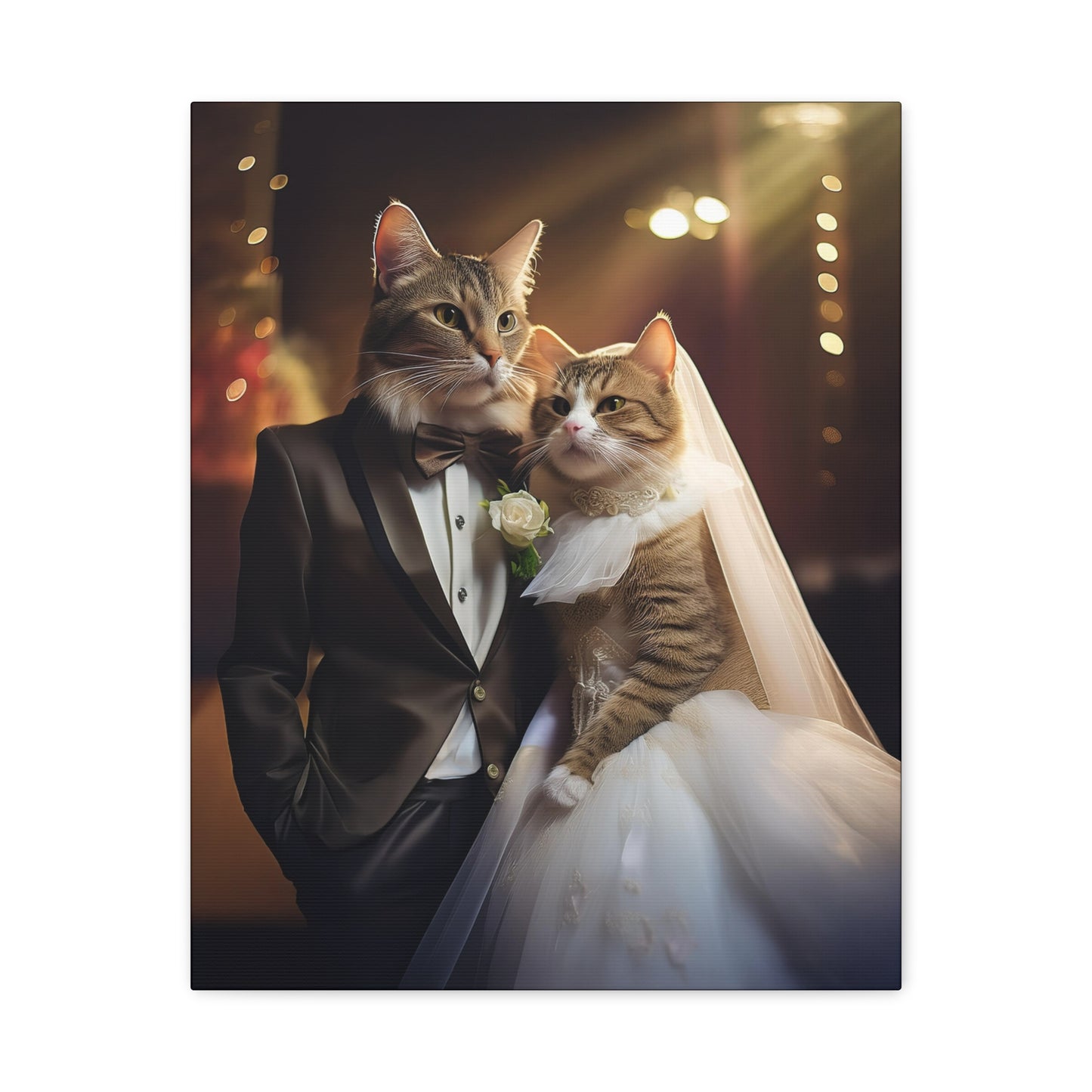 Cat Wedding Day Canvas Art | Stretched Matte Wall Decor 002