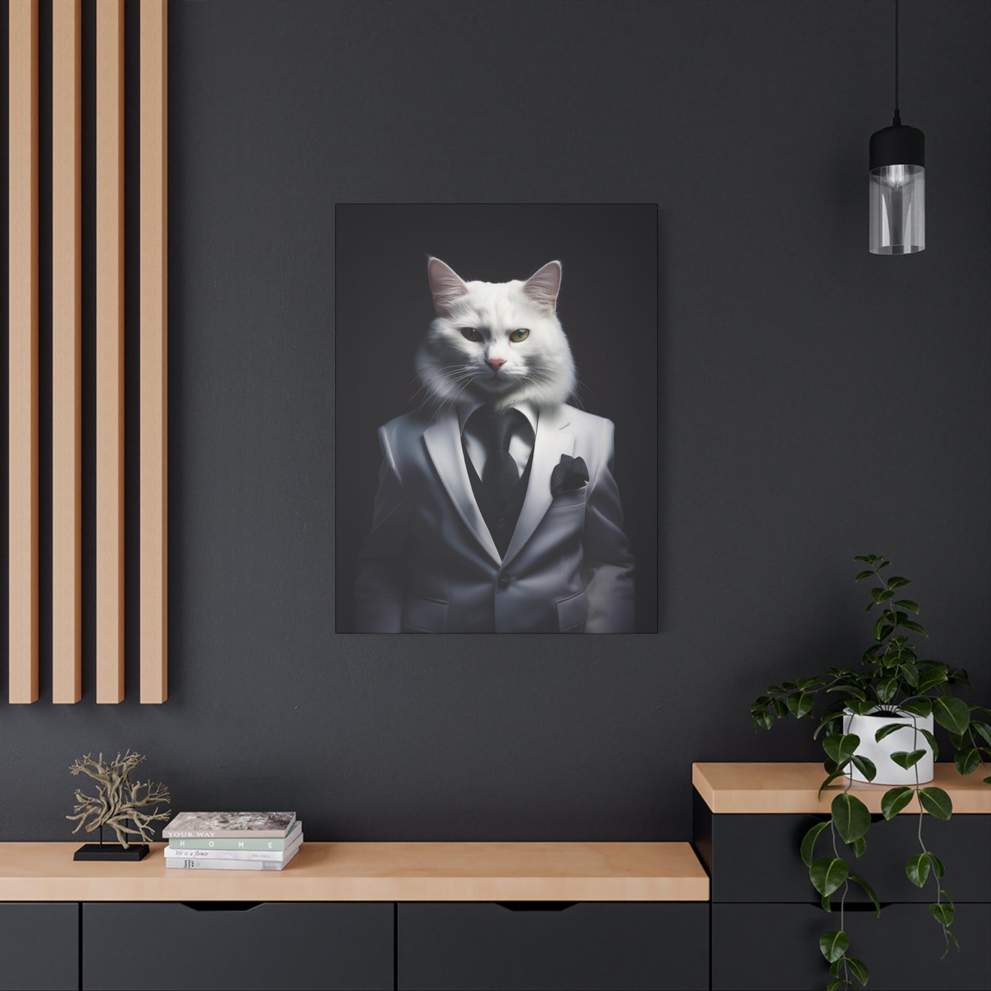 The Purr-fect Gentleman Canvas Art | Stretched Matte Wall Decor 002